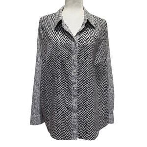 Apt 9 Chevron Animal Print Button Down Blouse Sz 1X